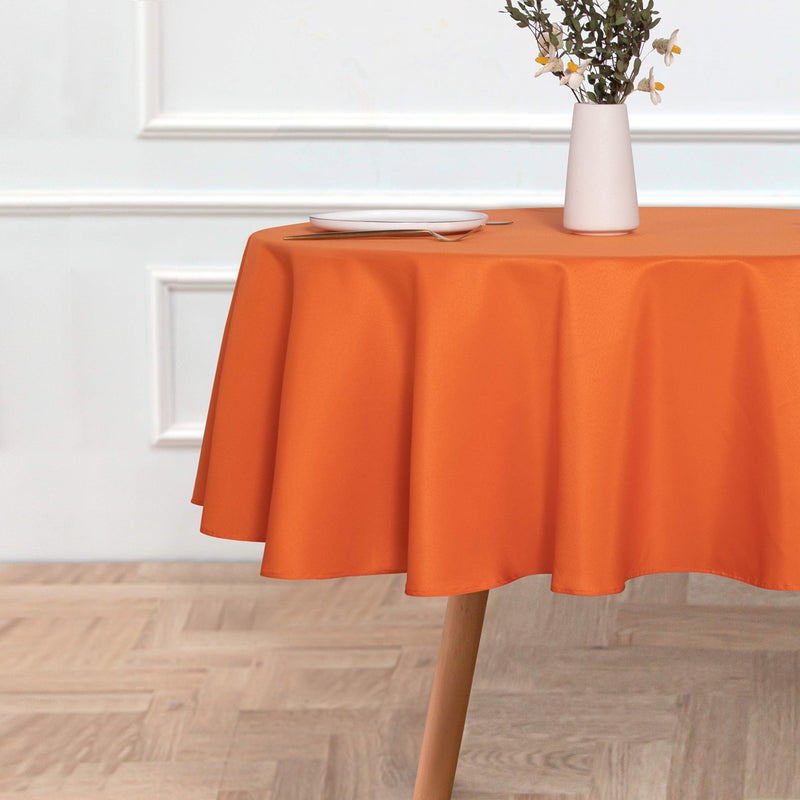 sancua Round Tablecloth - 60 Inch - Water Resistant Spill Proof Washable Polyester Table Cloth Decorative Fabric Table Cover for Dining Tables, Buffet Parties and Camping, Orange - Image 4